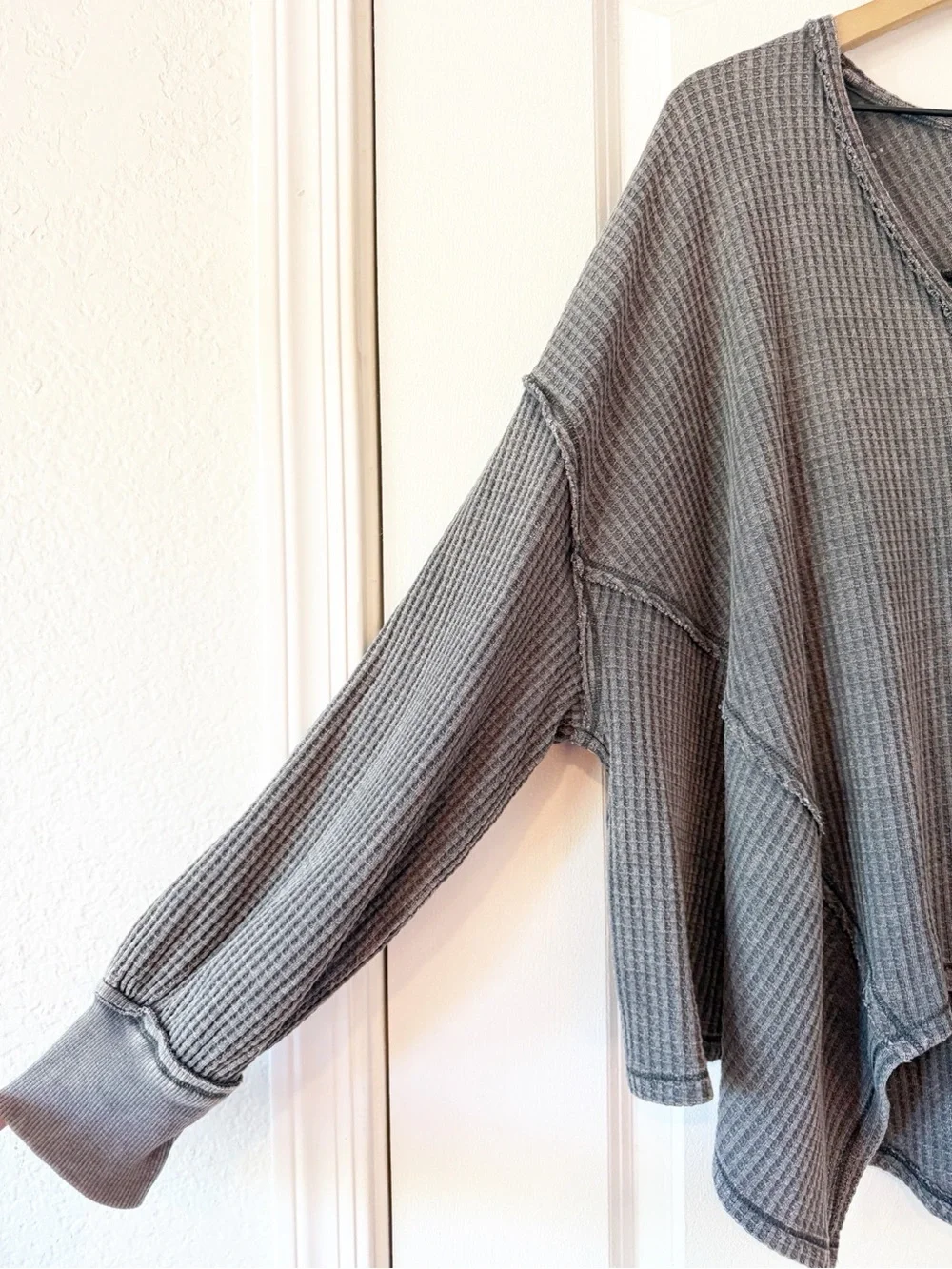 Free People Coraline Oversized Thermal Shirt Slouchy Sz Medium